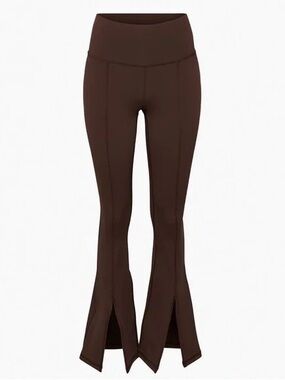 TNA Aritzia High-Waist Brown Flared Split-Hem Leggings XS - Rich Mocha Brown